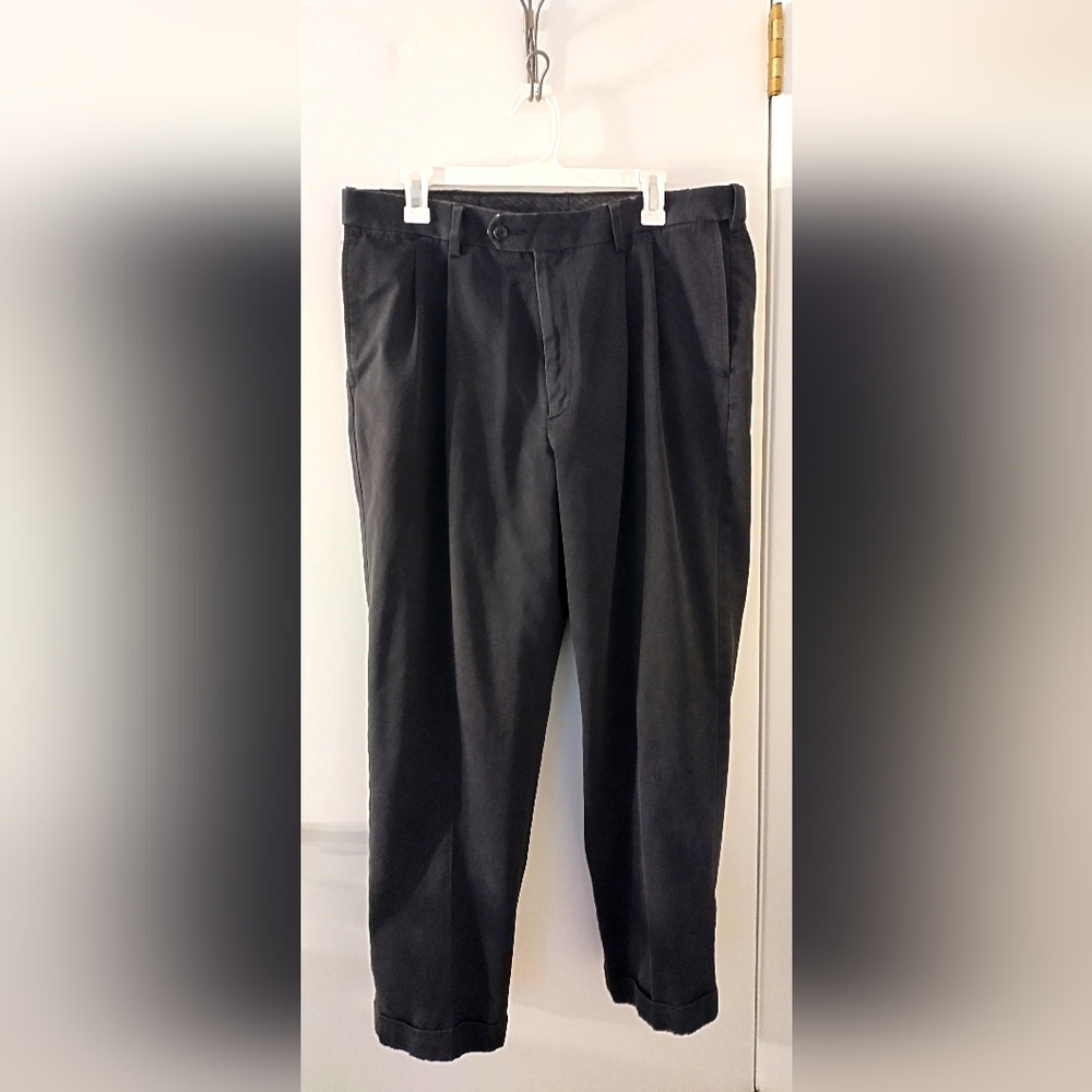 Men's Savane Pleated Black Dress Pants 36/30